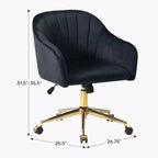WestinTrends Phoebe Chaise de bureau pivotante en velours avec roulettes, noir
