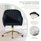 WestinTrends Phoebe Chaise de bureau pivotante en velours avec roulettes, noir
