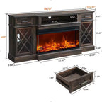 Meuble TV avec cheminée pour téléviseurs jusqu'à 80 pouces, meuble de divertissement style ferme avec cheminée électrique de 36 pouces et meuble de rangement avec porte vitrée