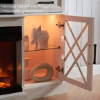Meuble TV avec cheminée pour téléviseurs jusqu'à 80 pouces, meuble de divertissement style ferme avec cheminée électrique de 36 pouces et meuble de rangement avec porte vitrée