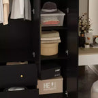 Famapy Armoire Moderne avec Miroir Rangement de Penderie: Barres Robustes, Tiroirs Coulissants Pratique et Élégante