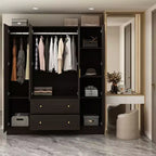 Famapy Armoire Moderne avec Miroir Rangement de Penderie: Barres Robustes, Tiroirs Coulissants Pratique et Élégante