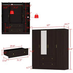 Famapy Armoire Moderne avec Miroir Rangement de Penderie: Barres Robustes, Tiroirs Coulissants Pratique et Élégante