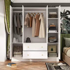 Famapy Armoire Moderne avec Miroir Rangement de Penderie: Barres Robustes, Tiroirs Coulissants Pratique et Élégante