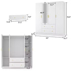 Famapy Armoire Moderne avec Miroir Rangement de Penderie: Barres Robustes, Tiroirs Coulissants Pratique et Élégante