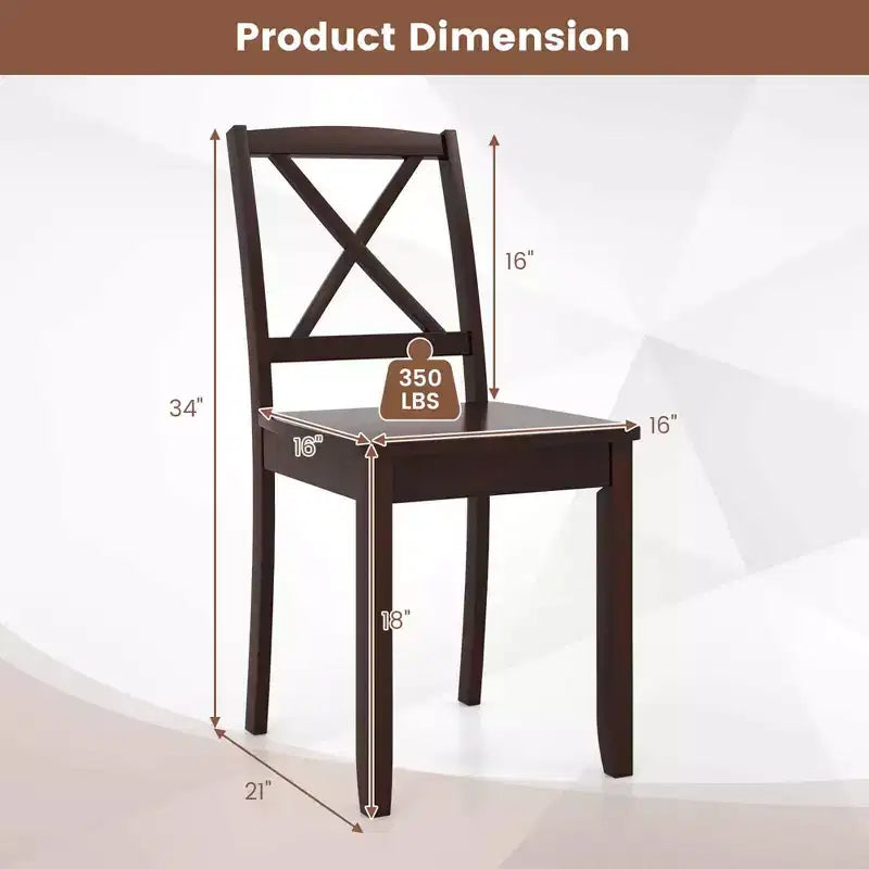 Lot de 2 chaises de salle à manger Costway avec pieds en bois d'hévéa et dossier croisé Blanc/Noir/Marron