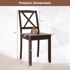 Lot de 2 chaises de salle à manger Costway avec pieds en bois d'hévéa et dossier croisé Blanc/Noir/Marron