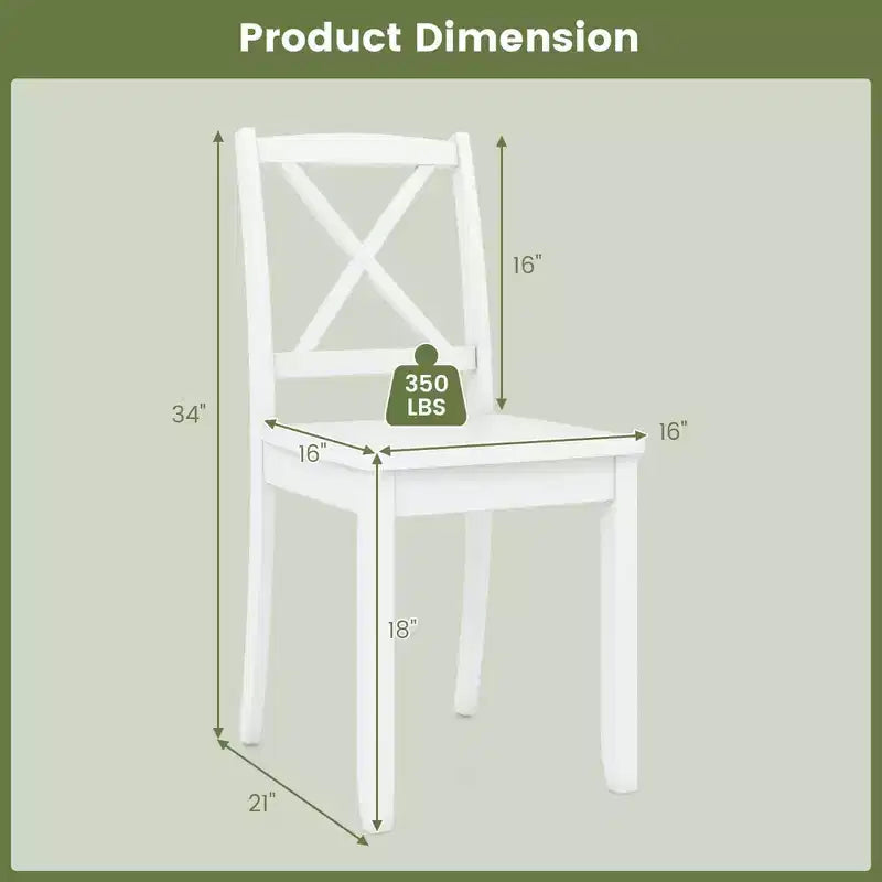 Lot de 2 chaises de salle à manger Costway avec pieds en bois d'hévéa et dossier croisé Blanc/Noir/Marron