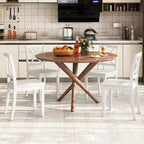 Lot de 2 chaises de salle à manger Costway avec pieds en bois d'hévéa et dossier croisé Blanc/Noir/Marron