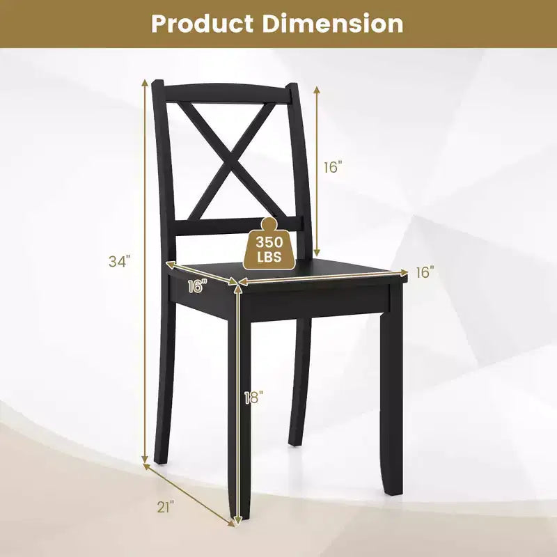 Lot de 2 chaises de salle à manger Costway avec pieds en bois d'hévéa et dossier croisé Blanc/Noir/Marron