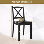 Lot de 2 chaises de salle à manger Costway avec pieds en bois d'hévéa et dossier croisé Blanc/Noir/Marron