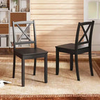 Lot de 2 chaises de salle à manger Costway avec pieds en bois d'hévéa et dossier croisé Blanc/Noir/Marron