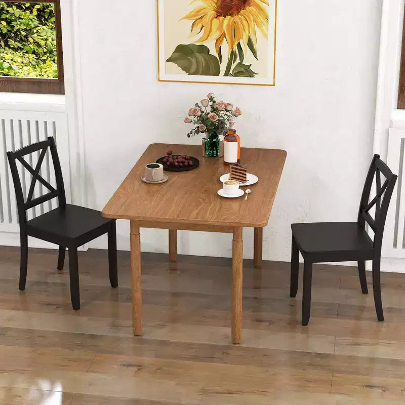 Lot de 2 chaises de salle à manger Costway avec pieds en bois d'hévéa et dossier croisé Blanc/Noir/Marron