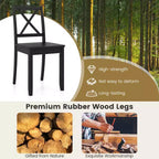 Lot de 2 chaises de salle à manger Costway avec pieds en bois d'hévéa et dossier croisé Blanc/Noir/Marron