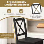 Lot de 2 chaises de salle à manger Costway avec pieds en bois d'hévéa et dossier croisé Blanc/Noir/Marron