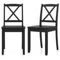 Lot de 2 chaises de salle à manger Costway avec pieds en bois d'hévéa et dossier croisé Blanc/Noir/Marron