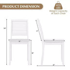 Costway Lot de 2 chaises de salle à manger sans accoudoirs en bois avec pieds en bois d'hévéa et dossier incurvé pour cuisine Blanc/Noir