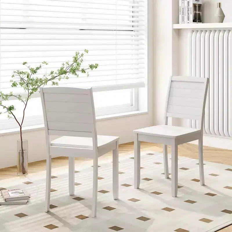 Costway Lot de 2 chaises de salle à manger sans accoudoirs en bois avec pieds en bois d'hévéa et dossier incurvé pour cuisine Blanc/Noir