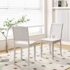 Costway Lot de 2 chaises de salle à manger sans accoudoirs en bois avec pieds en bois d'hévéa et dossier incurvé pour cuisine Blanc/Noir