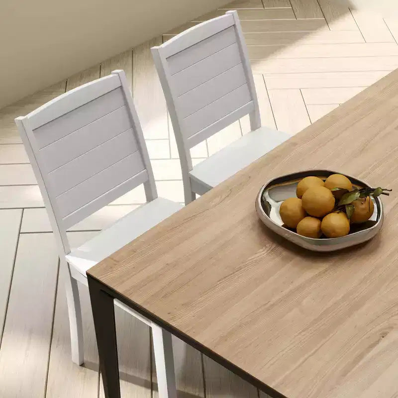 Costway Lot de 2 chaises de salle à manger sans accoudoirs en bois avec pieds en bois d'hévéa et dossier incurvé pour cuisine Blanc/Noir