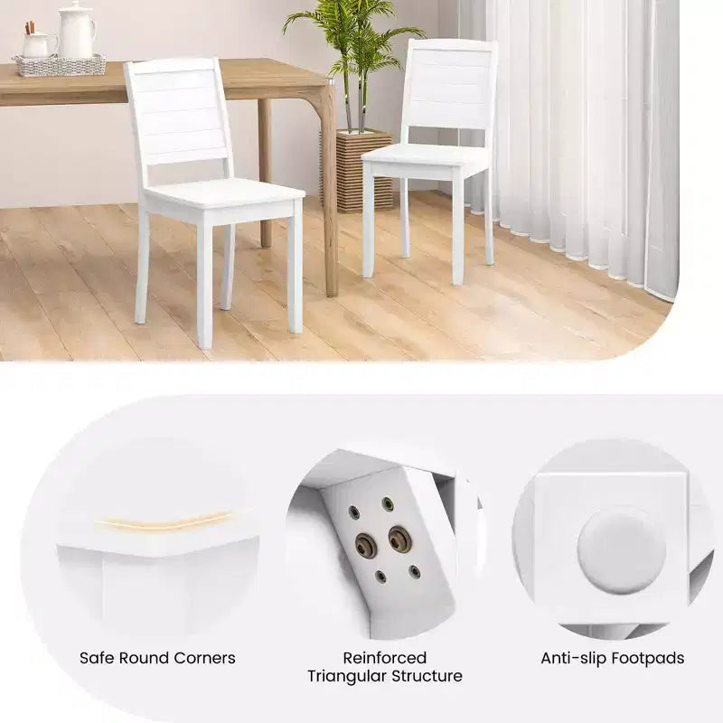 Costway Lot de 2 chaises de salle à manger sans accoudoirs en bois avec pieds en bois d'hévéa et dossier incurvé pour cuisine Blanc/Noir