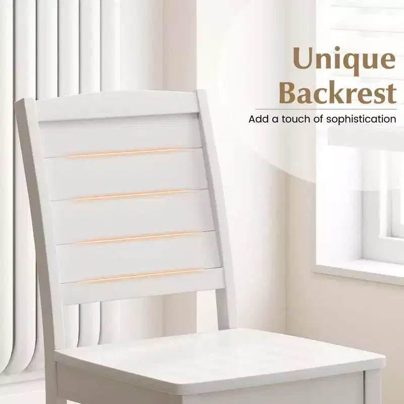 Costway Lot de 2 chaises de salle à manger sans accoudoirs en bois avec pieds en bois d'hévéa et dossier incurvé pour cuisine Blanc/Noir