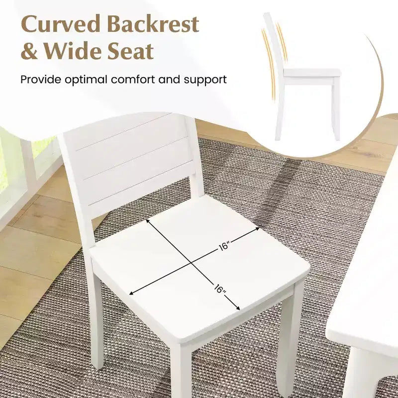 Costway Lot de 2 chaises de salle à manger sans accoudoirs en bois avec pieds en bois d'hévéa et dossier incurvé pour cuisine Blanc/Noir