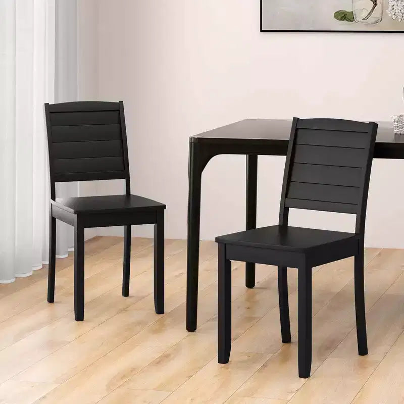 Costway Lot de 2 chaises de salle à manger sans accoudoirs en bois avec pieds en bois d'hévéa et dossier incurvé pour cuisine Blanc/Noir