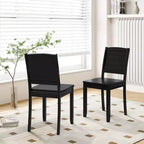 Costway Lot de 2 chaises de salle à manger sans accoudoirs en bois avec pieds en bois d'hévéa et dossier incurvé pour cuisine Blanc/Noir