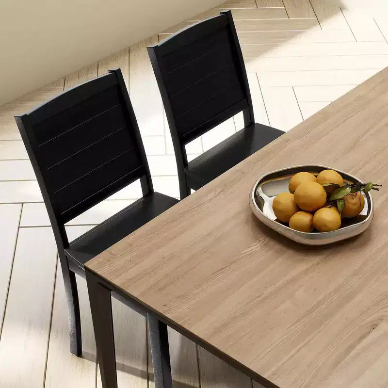 Costway Lot de 2 chaises de salle à manger sans accoudoirs en bois avec pieds en bois d'hévéa et dossier incurvé pour cuisine Blanc/Noir