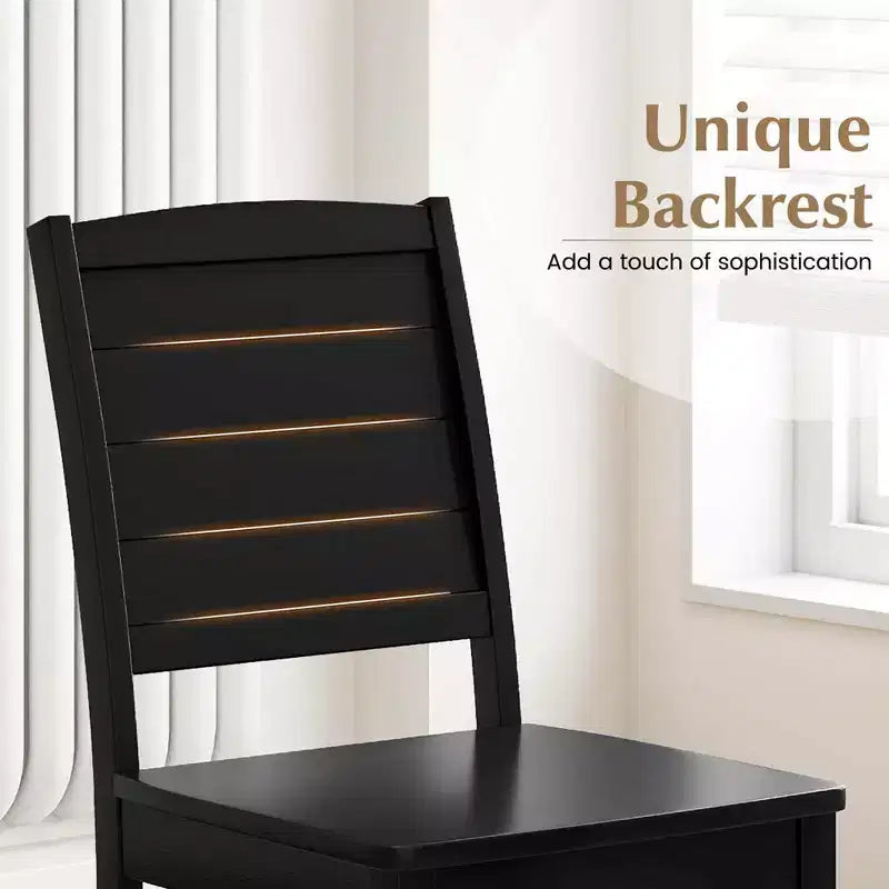 Costway Lot de 2 chaises de salle à manger sans accoudoirs en bois avec pieds en bois d'hévéa et dossier incurvé pour cuisine Blanc/Noir