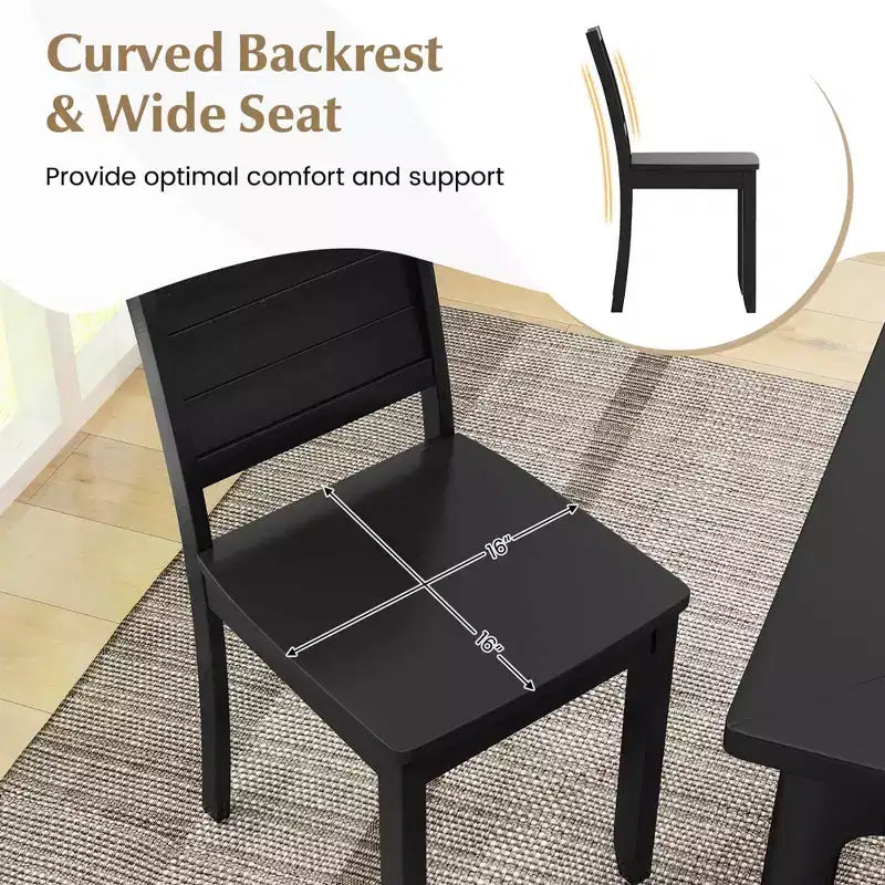 Costway Lot de 2 chaises de salle à manger sans accoudoirs en bois avec pieds en bois d'hévéa et dossier incurvé pour cuisine Blanc/Noir