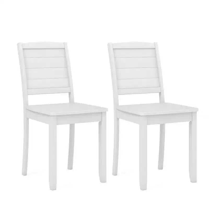 Costway Lot de 2 chaises de salle à manger sans accoudoirs en bois avec pieds en bois d'hévéa et dossier incurvé pour cuisine Blanc/Noir