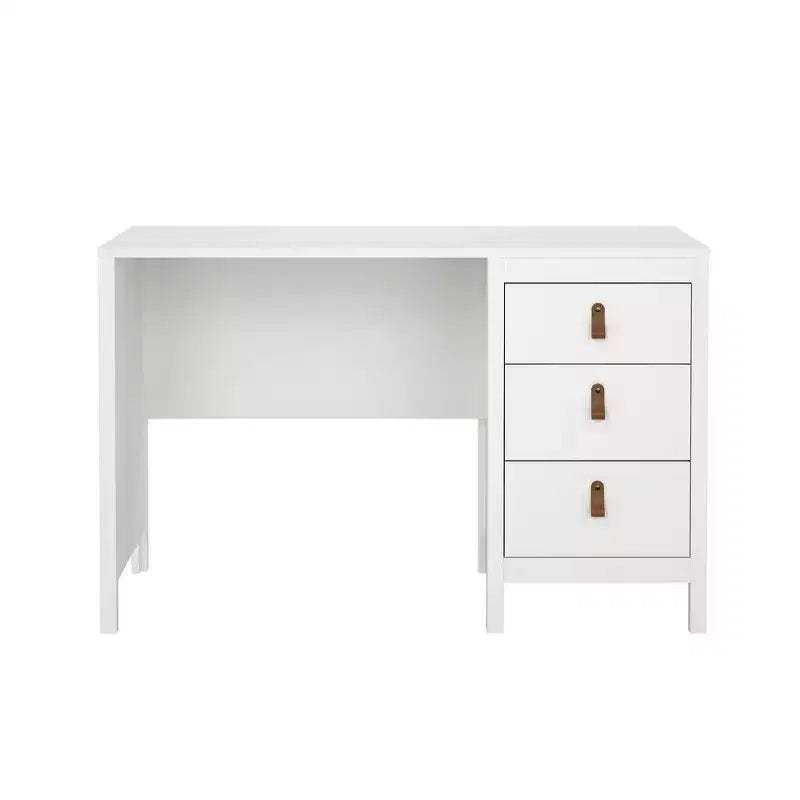 Tvilum, Madrid Home Office Writing Desk with 3 Storage Drawers, White