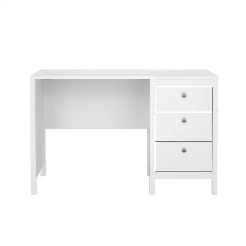 Tvilum, Bureau d'écriture à domicile Madrid avec 3 tiroirs de rangement, Blanc