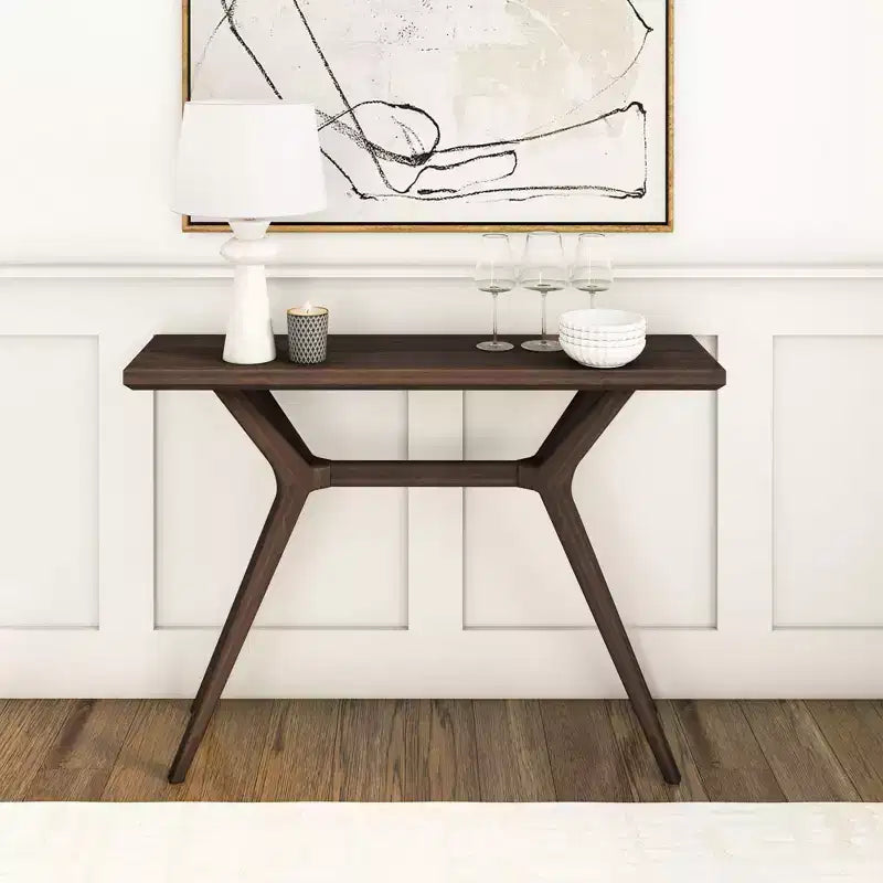 Console Plank+Beam Verso, Table de canapé moderne en bois massif de 46 pouces, Table d'entrée étroite pour couloir, Derrière le canapé, Salon