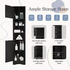 Meuble d'angle de salle de bain haut de 67 pouces, meuble de rangement au sol autoportant avec étagères réglables, organisateur de placard étroit pour salle de bain, cuisine, salon