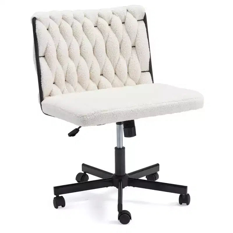 Chaise sans accoudoirs Erommy Criss Cross avec roulettes, Chaise de bureau à pieds croisés réglable en hauteur, Chaise de bureau pour le bureau, la chambre, le salon