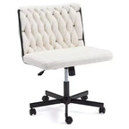 Chaise sans accoudoirs Erommy Criss Cross avec roulettes, Chaise de bureau à pieds croisés réglable en hauteur, Chaise de bureau pour le bureau, la chambre, le salon