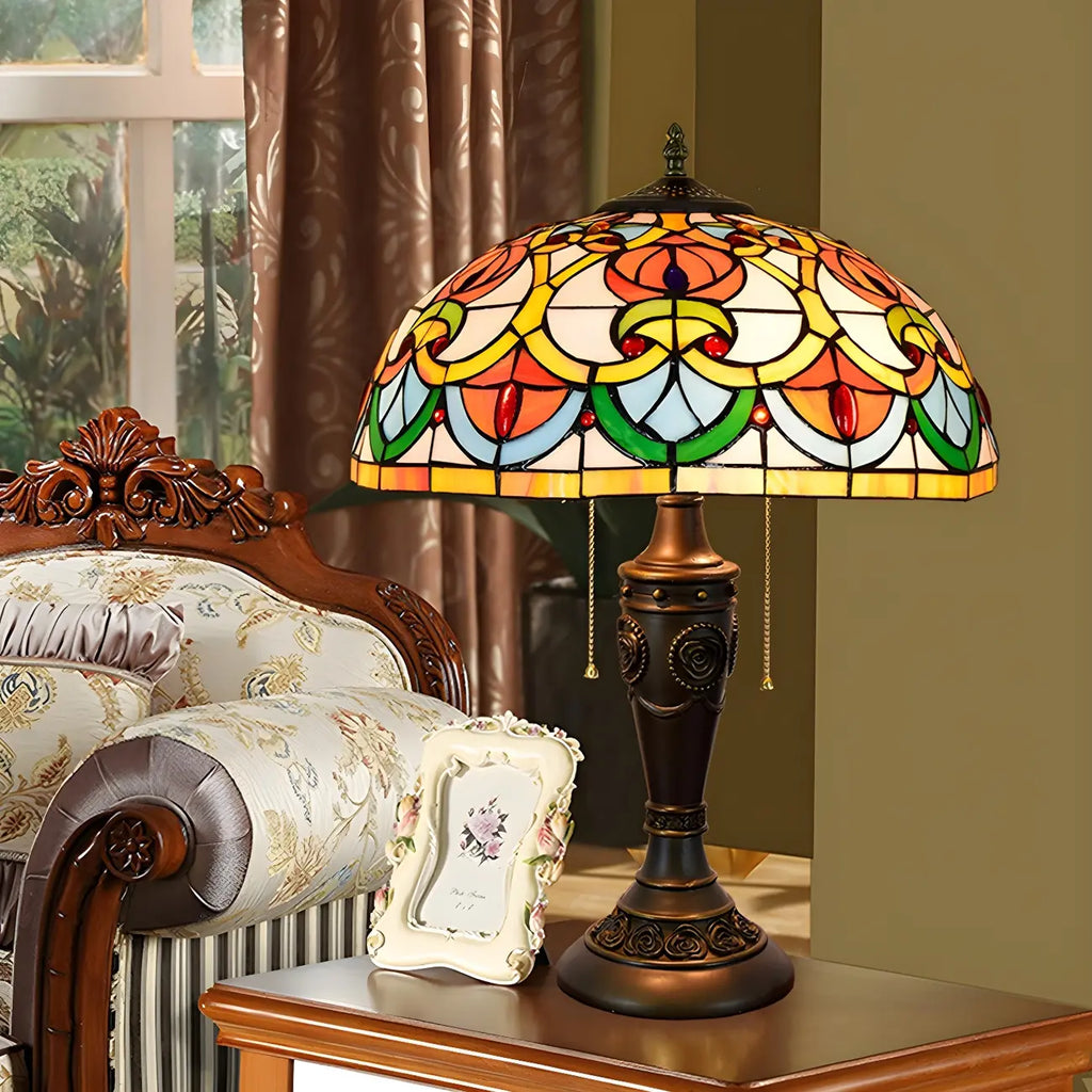 Lampe de table à dôme en verre inoxydable vintage 2 lumières HomeyFad