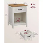 VASAGLE Table de Chevet de Ferme avec Station de Recharge, Table de Nuit avec Tiroir pour Chambre