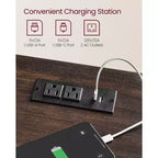 VASAGLE Table de Chevet de Ferme avec Station de Recharge, Table de Nuit avec Tiroir pour Chambre