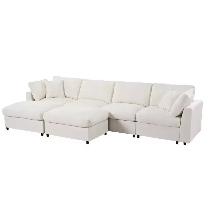 Canapé d'angle modulable 128,2W, ensemble canapé convertible en U avec poufs amovibles 4S - ModernLuxe