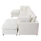 Canapé d'angle modulable 128,2W, ensemble canapé convertible en U avec poufs amovibles 4S - ModernLuxe