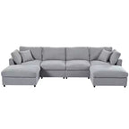 Canapé d'angle modulable 128,2W, ensemble canapé convertible en U avec poufs amovibles 4S - ModernLuxe