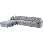 Canapé d'angle modulable 128,2W, ensemble canapé convertible en U avec poufs amovibles 4S - ModernLuxe