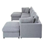 Canapé d'angle modulable 128,2W, ensemble canapé convertible en U avec poufs amovibles 4S - ModernLuxe