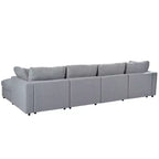 Canapé d'angle modulable 128,2W, ensemble canapé convertible en U avec poufs amovibles 4S - ModernLuxe