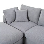 Canapé d'angle modulable 128,2W, ensemble canapé convertible en U avec poufs amovibles 4S - ModernLuxe