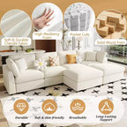 Canapé d'angle modulable 128,2W, ensemble canapé convertible en U avec poufs amovibles 4S - ModernLuxe